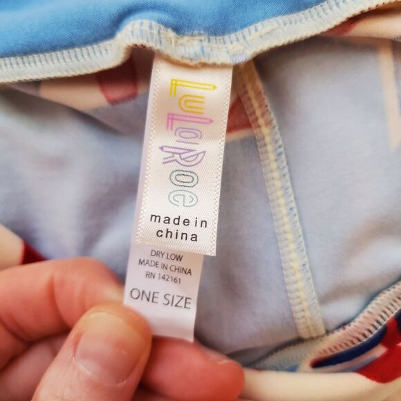 NEW LuLaRoe Light Blue Fireworks Leggings - Picture 4 of 8